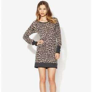 White + Warren Animal Print Cashmere Sweater Dress